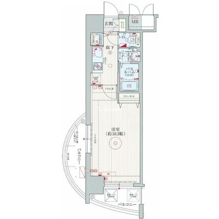 難波駅 徒歩5分 9階の物件間取画像